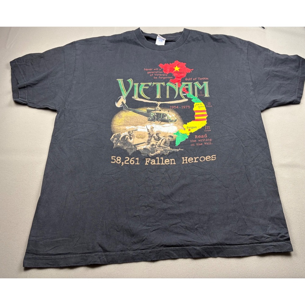 Vintage Murina Vietnam War Memorial T Shirt Black 2XL 58261 Fallen Heroes USA